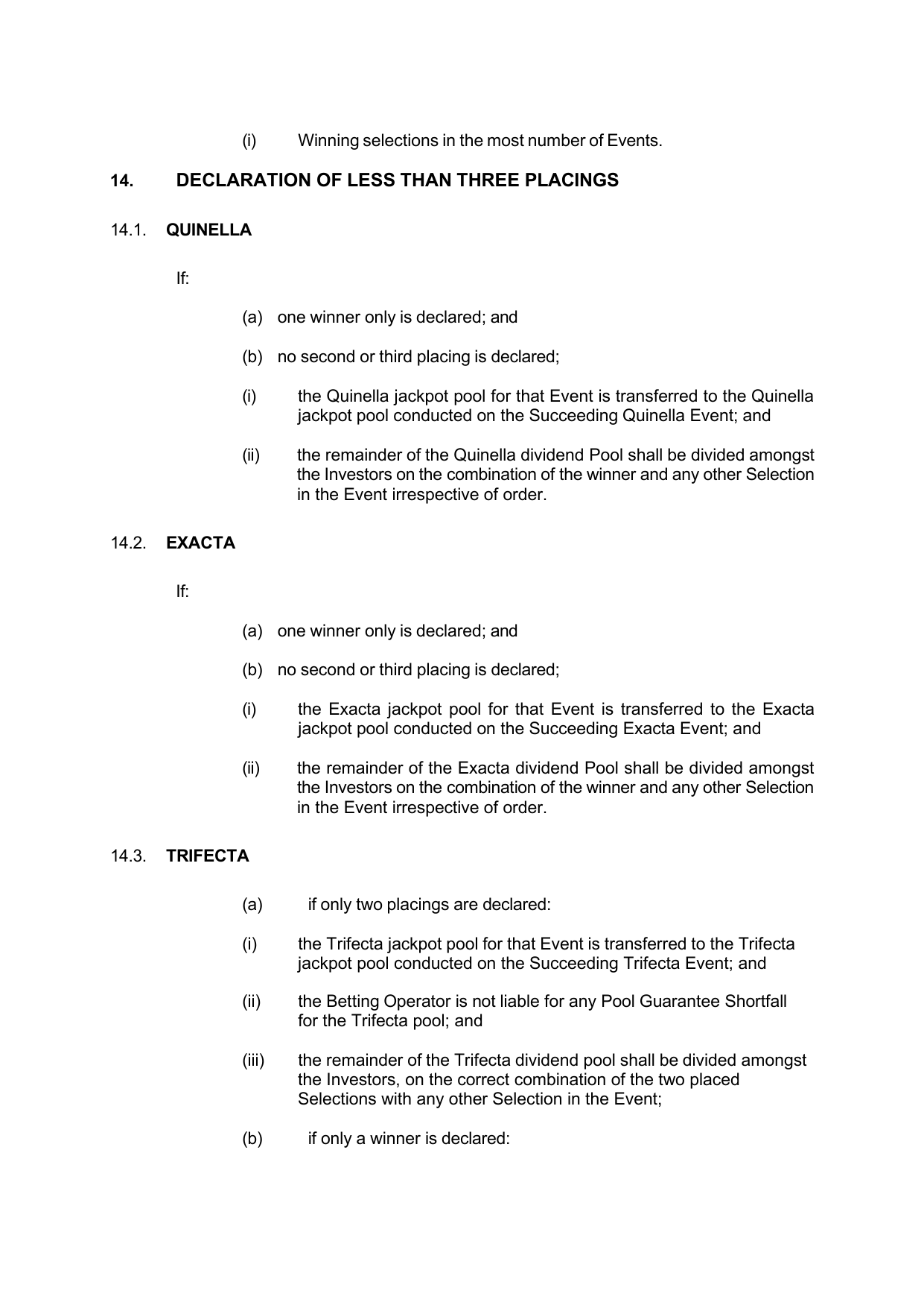 VIC Totalisator Betting Rules (Racing) page 62