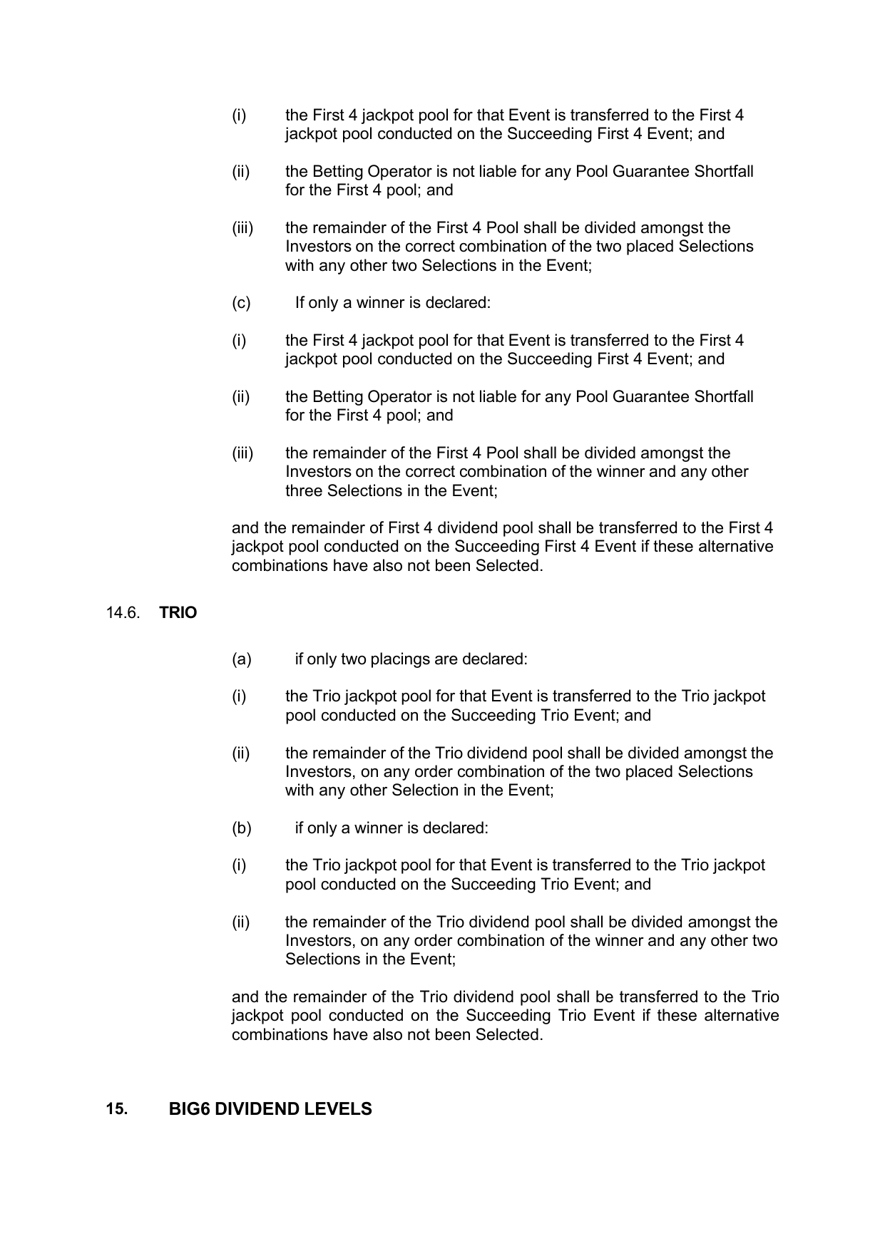 VIC Totalisator Betting Rules (Racing) page 64