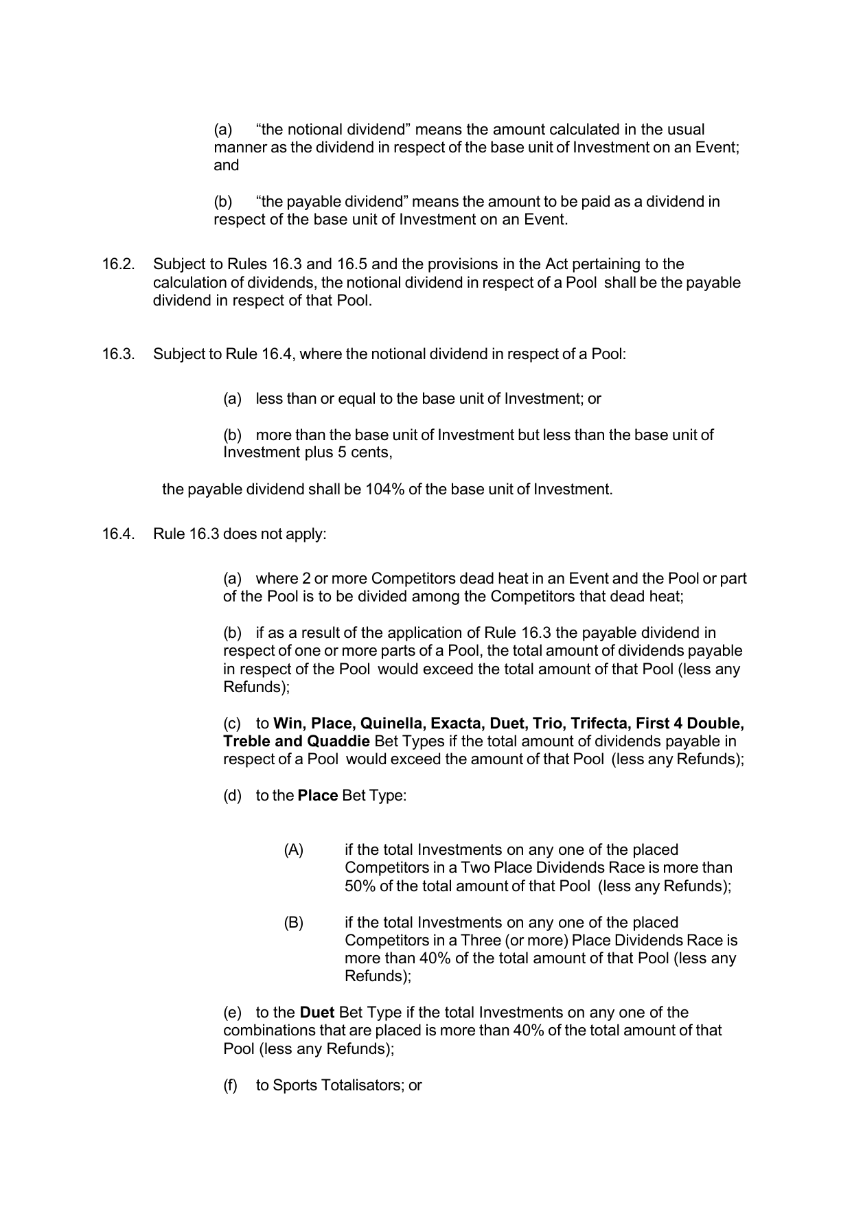 VIC Totalisator Betting Rules (Racing) page 66