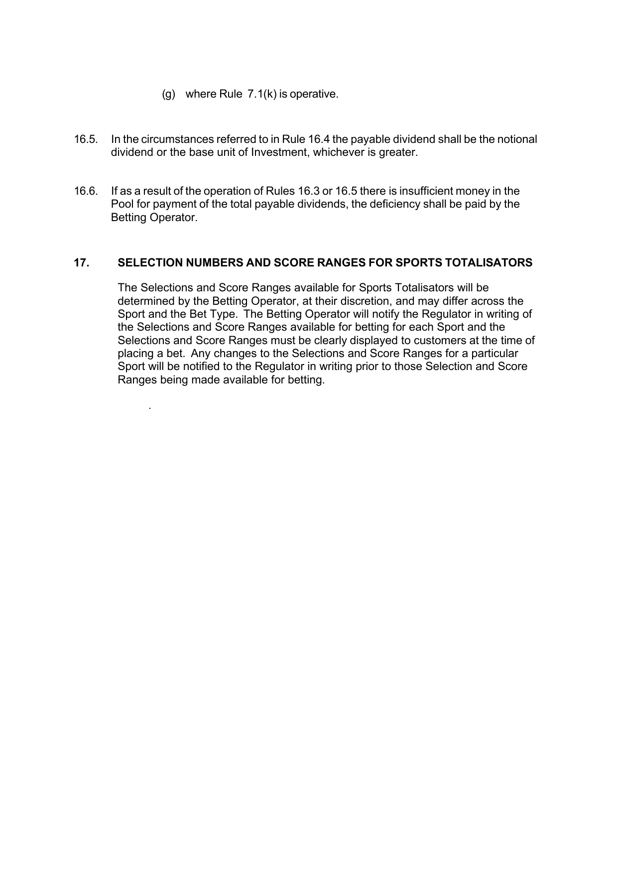 VIC Totalisator Betting Rules (Racing) page 67