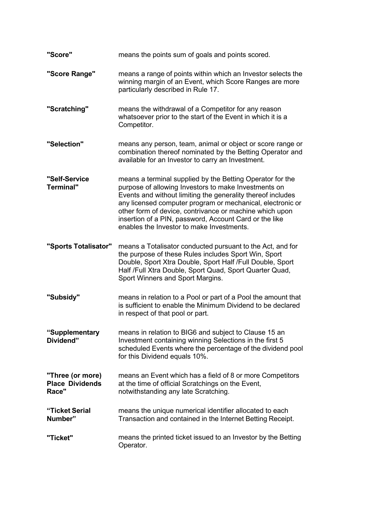 VIC Totalisator Betting Rules (Racing) page 9