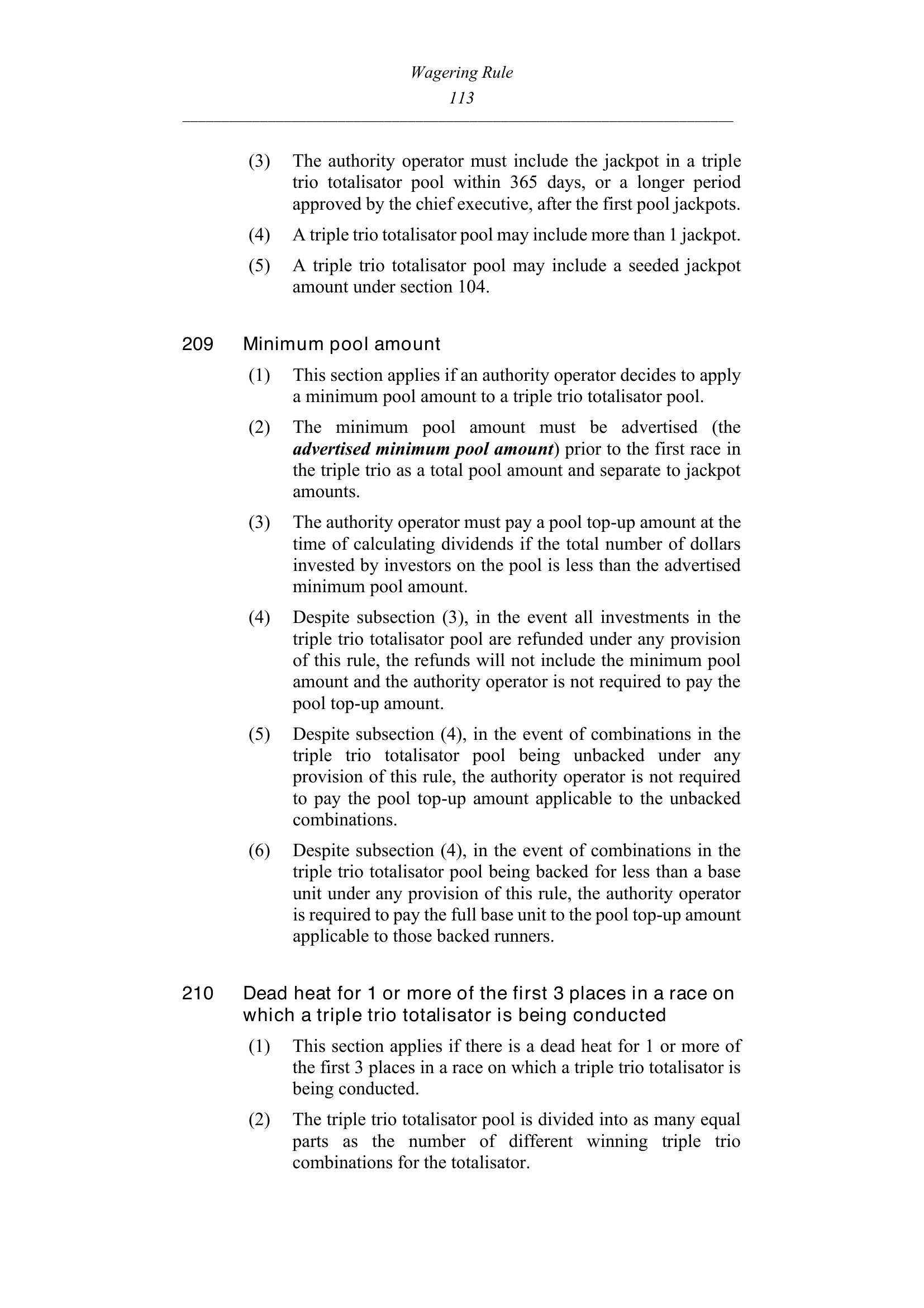 Queensland Wagering Rules (Racing) page 113