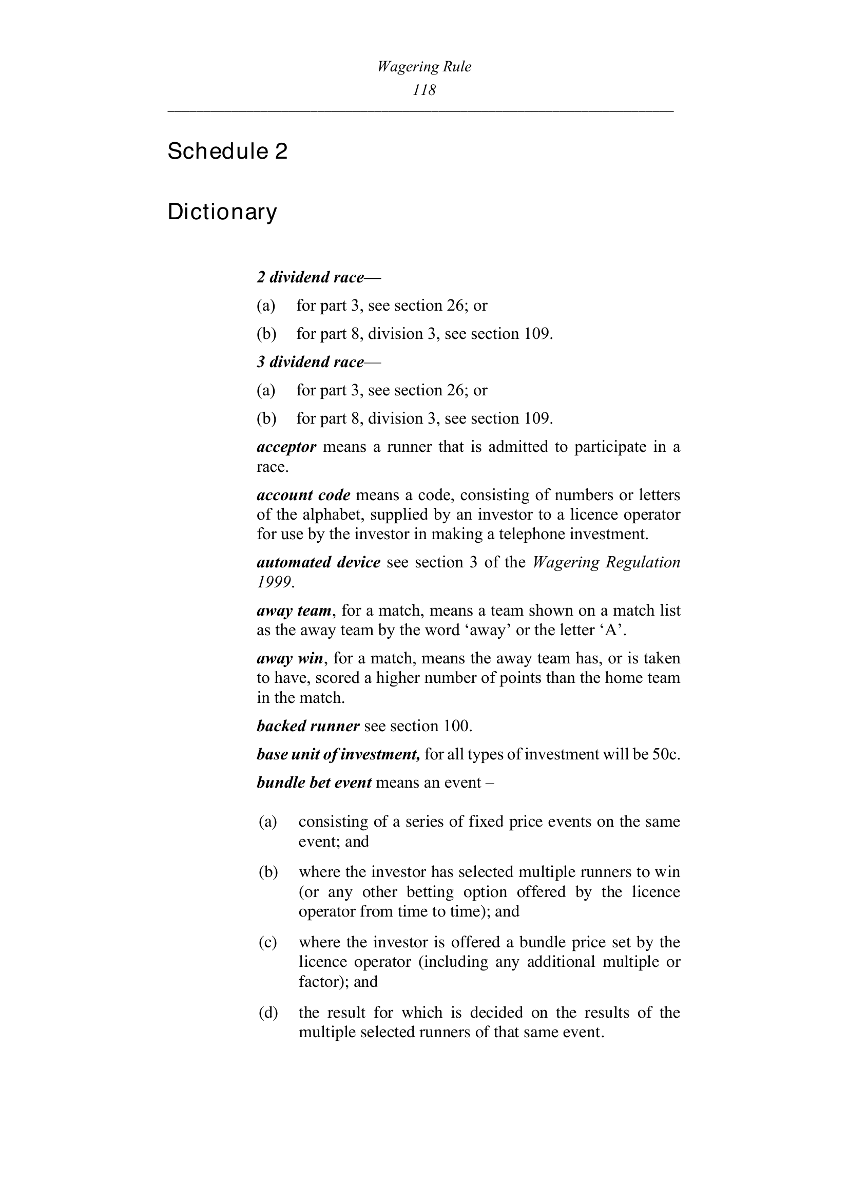 Queensland Wagering Rules (Racing) page 118