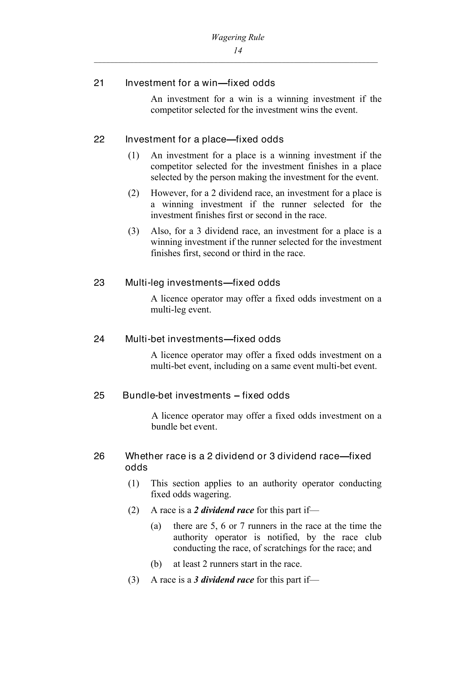 Queensland Wagering Rules (Racing) page 14