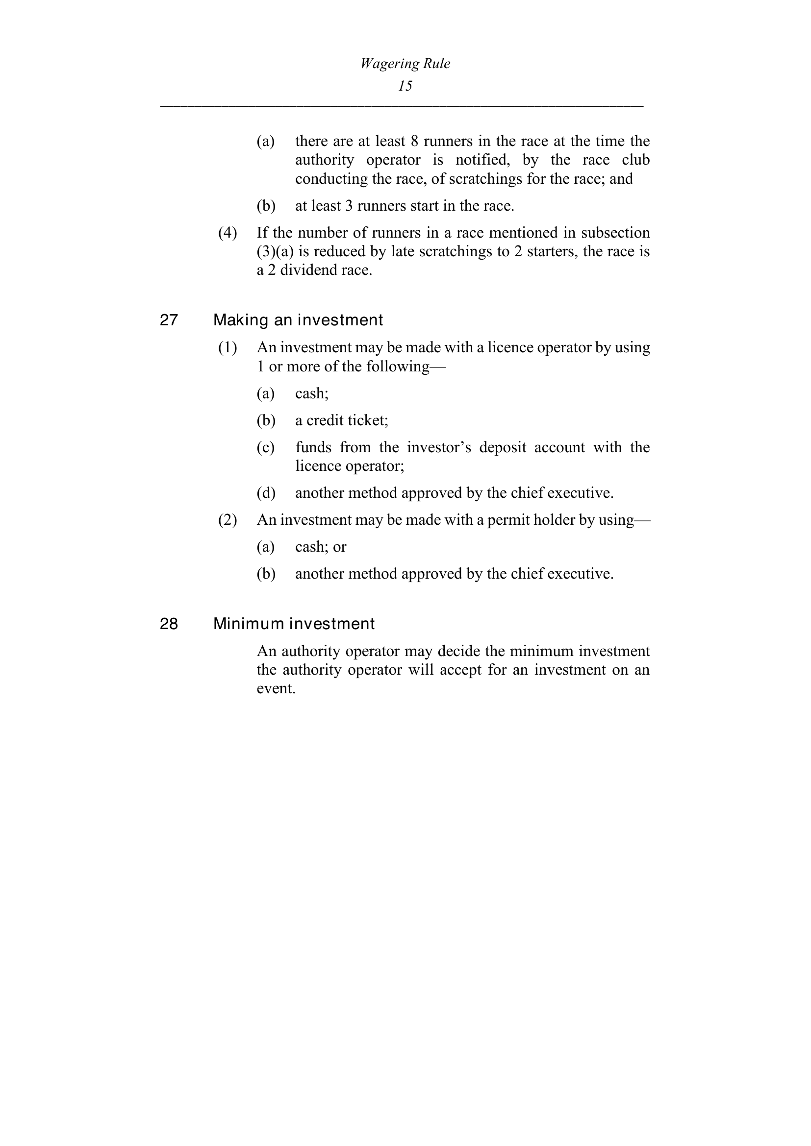 Queensland Wagering Rules (Racing) page 15
