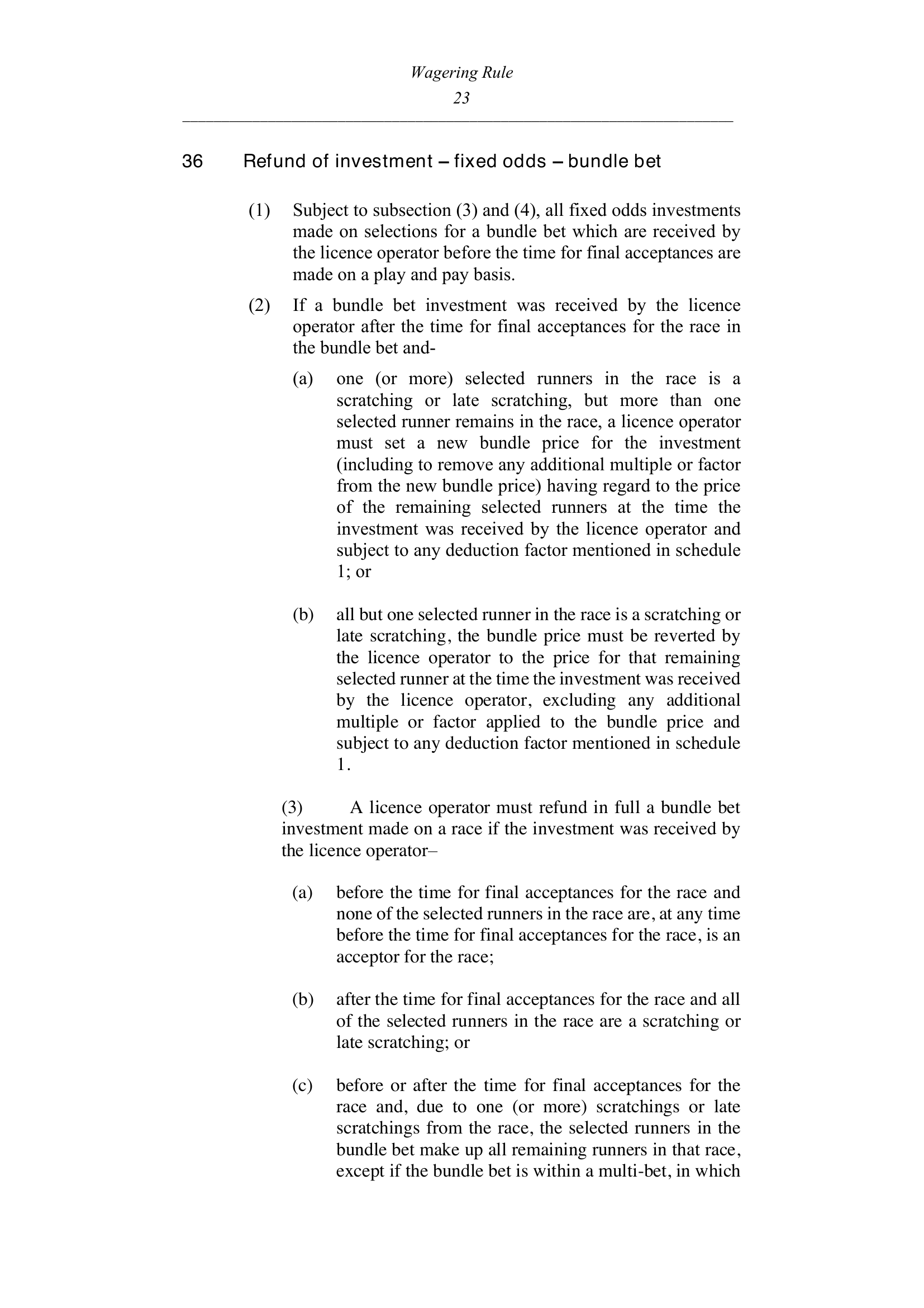 Queensland Wagering Rules (Racing) page 23