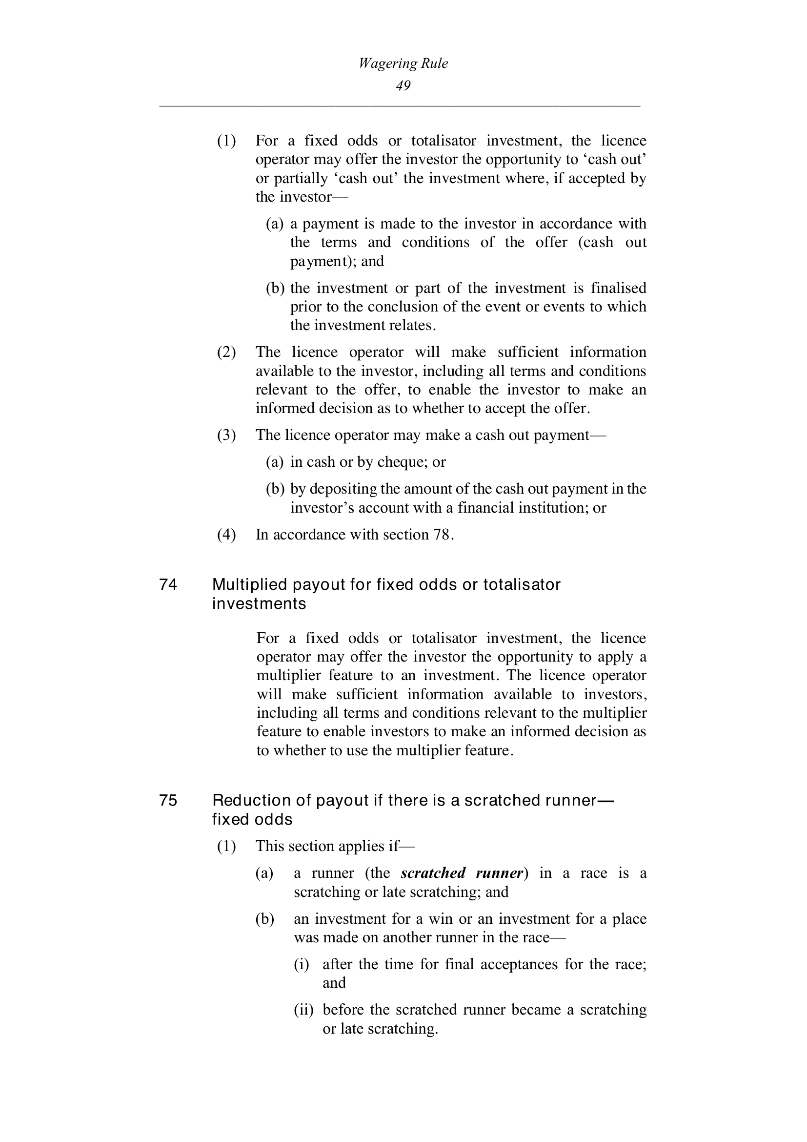 Queensland Wagering Rules (Racing) page 49
