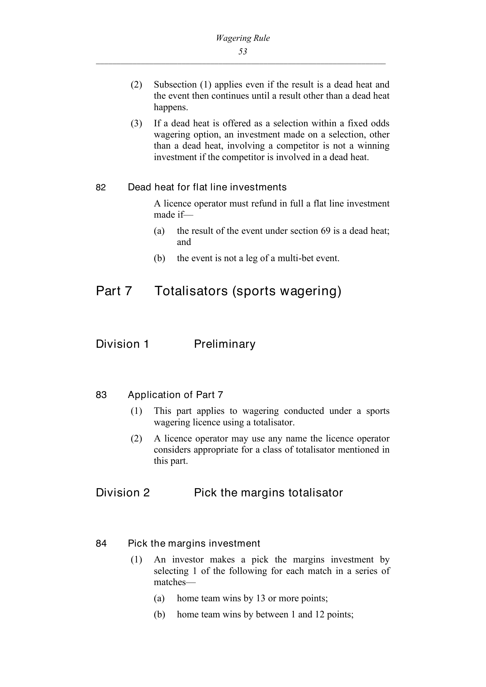 Queensland Wagering Rules (Racing) page 53