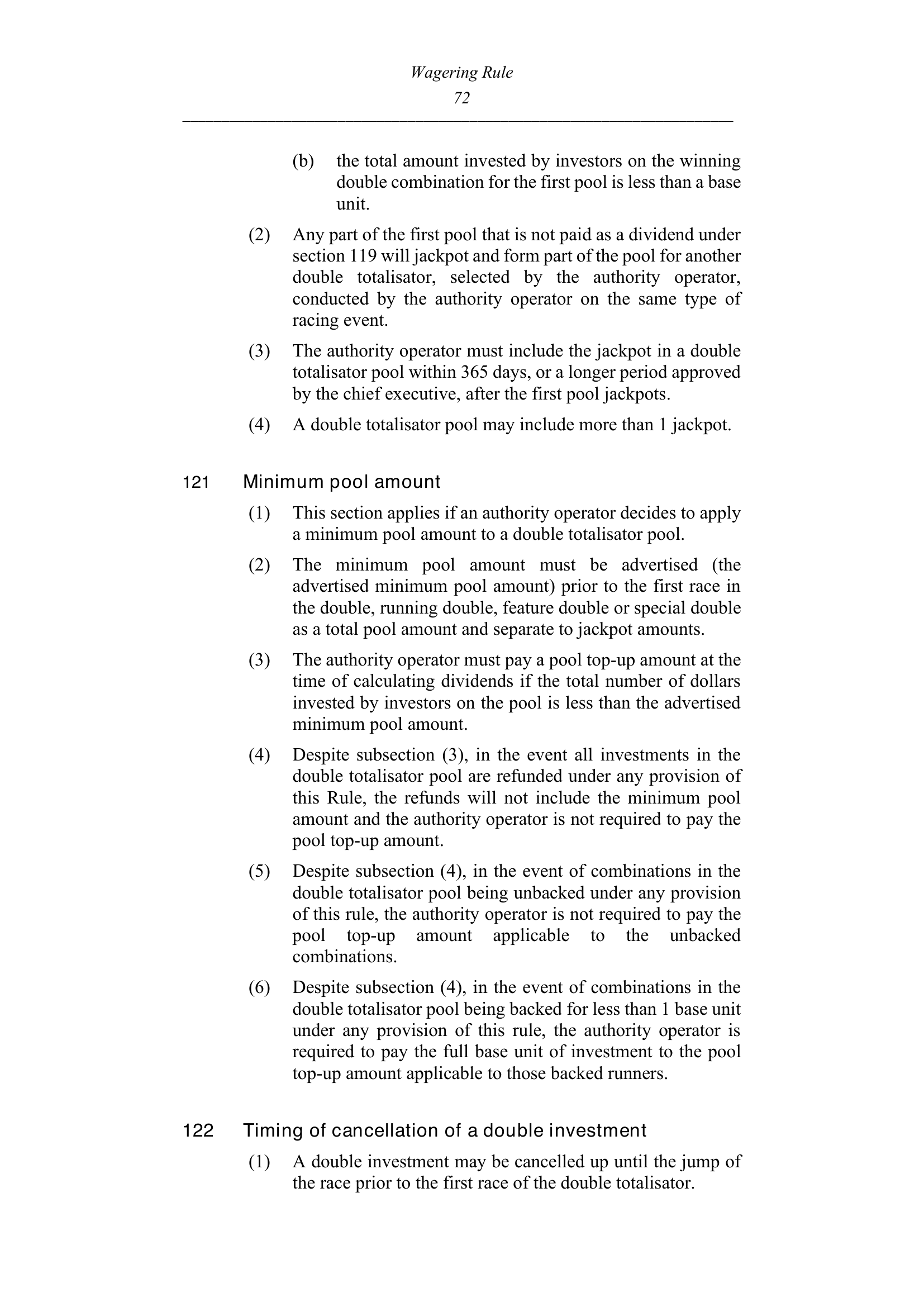 Queensland Wagering Rules (Racing) page 72