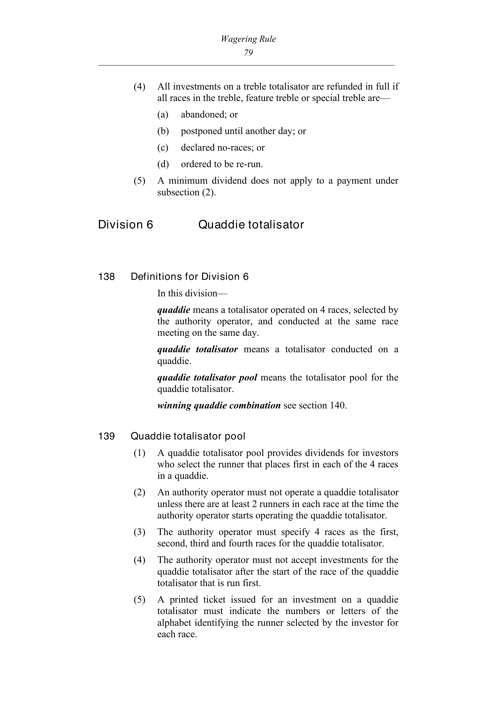 Queensland Wagering Rules (Racing) page 79