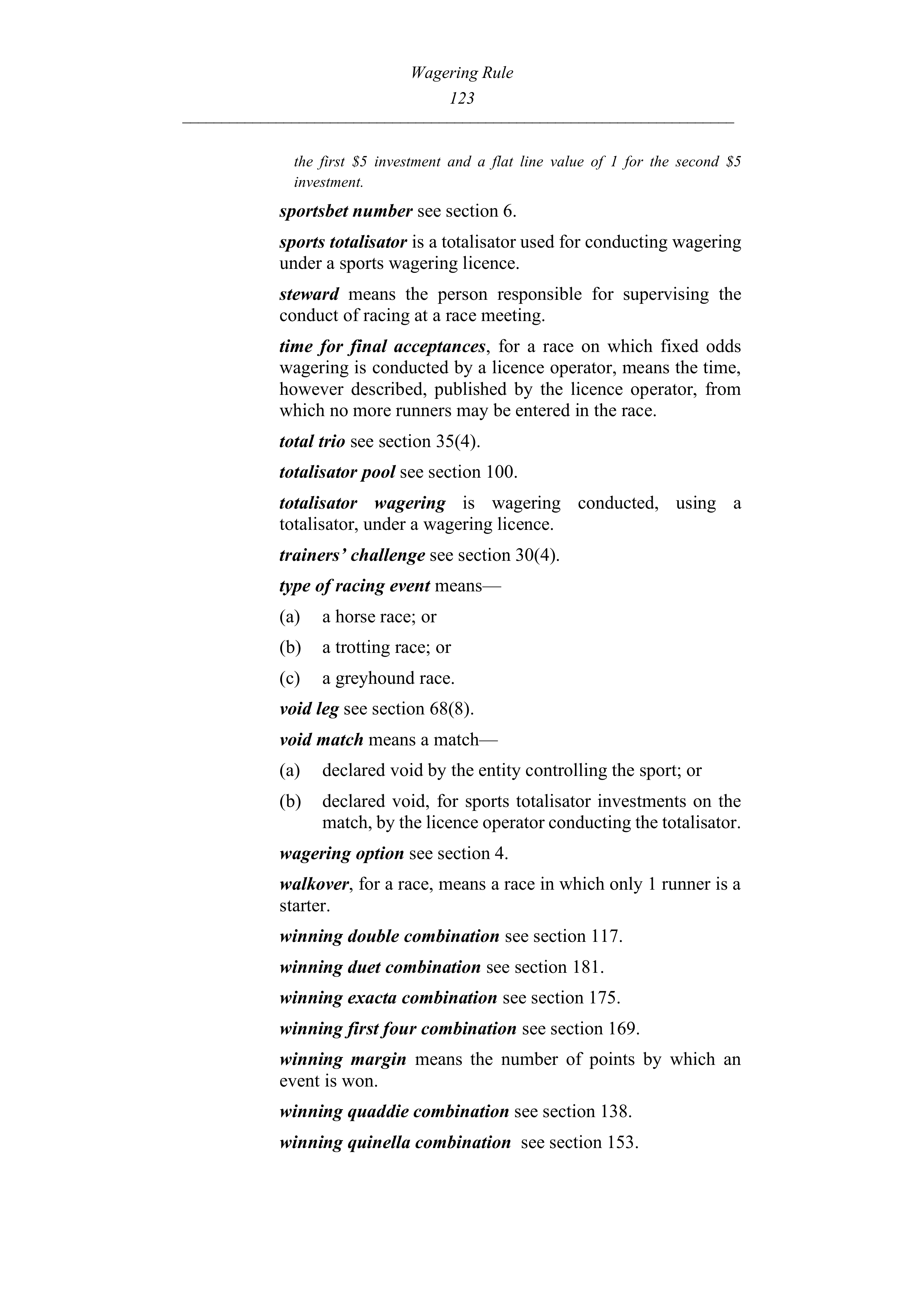 Queensland Wagering Rules (Racing) page 123