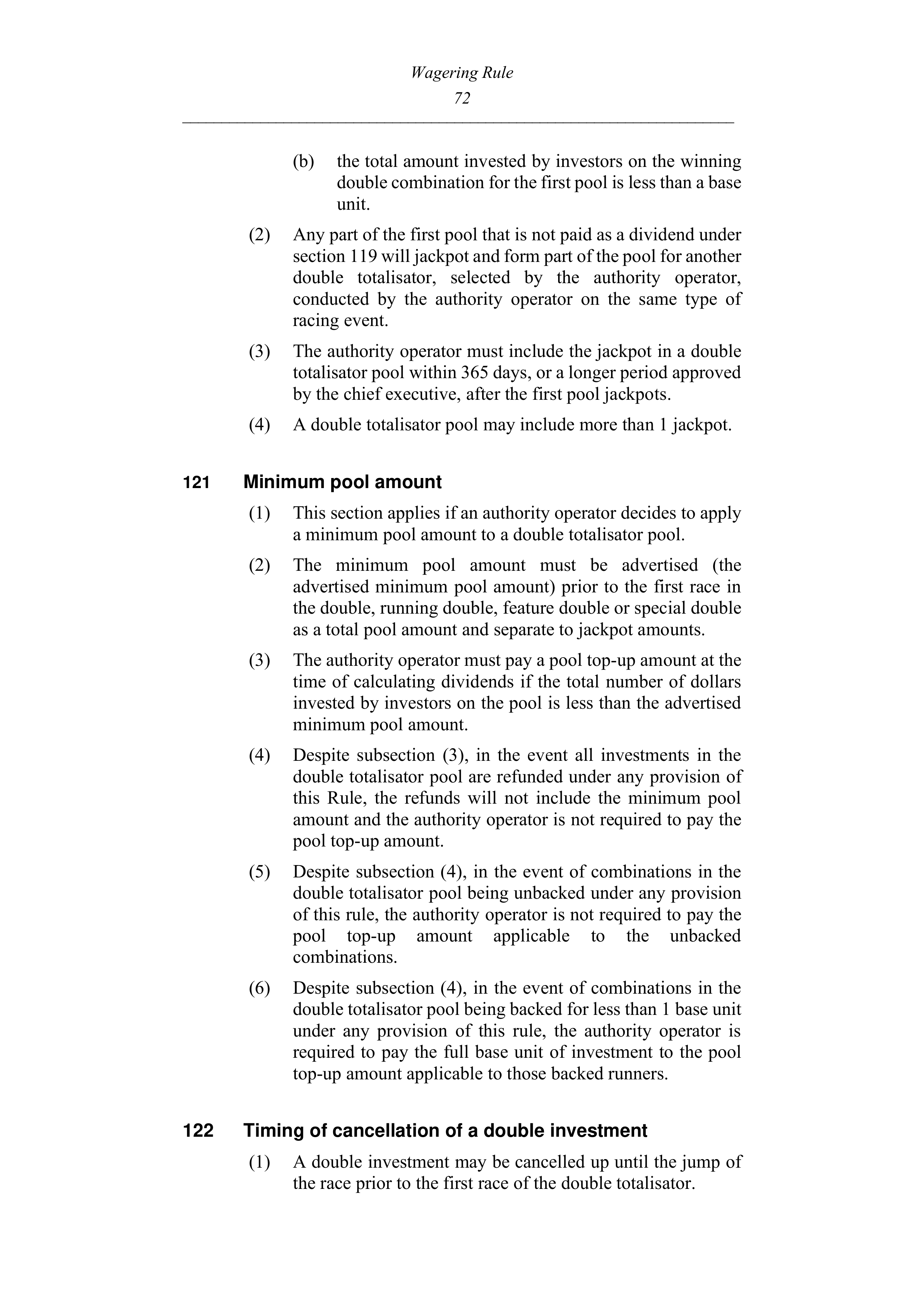 Queensland Wagering Rules (Racing) page 72