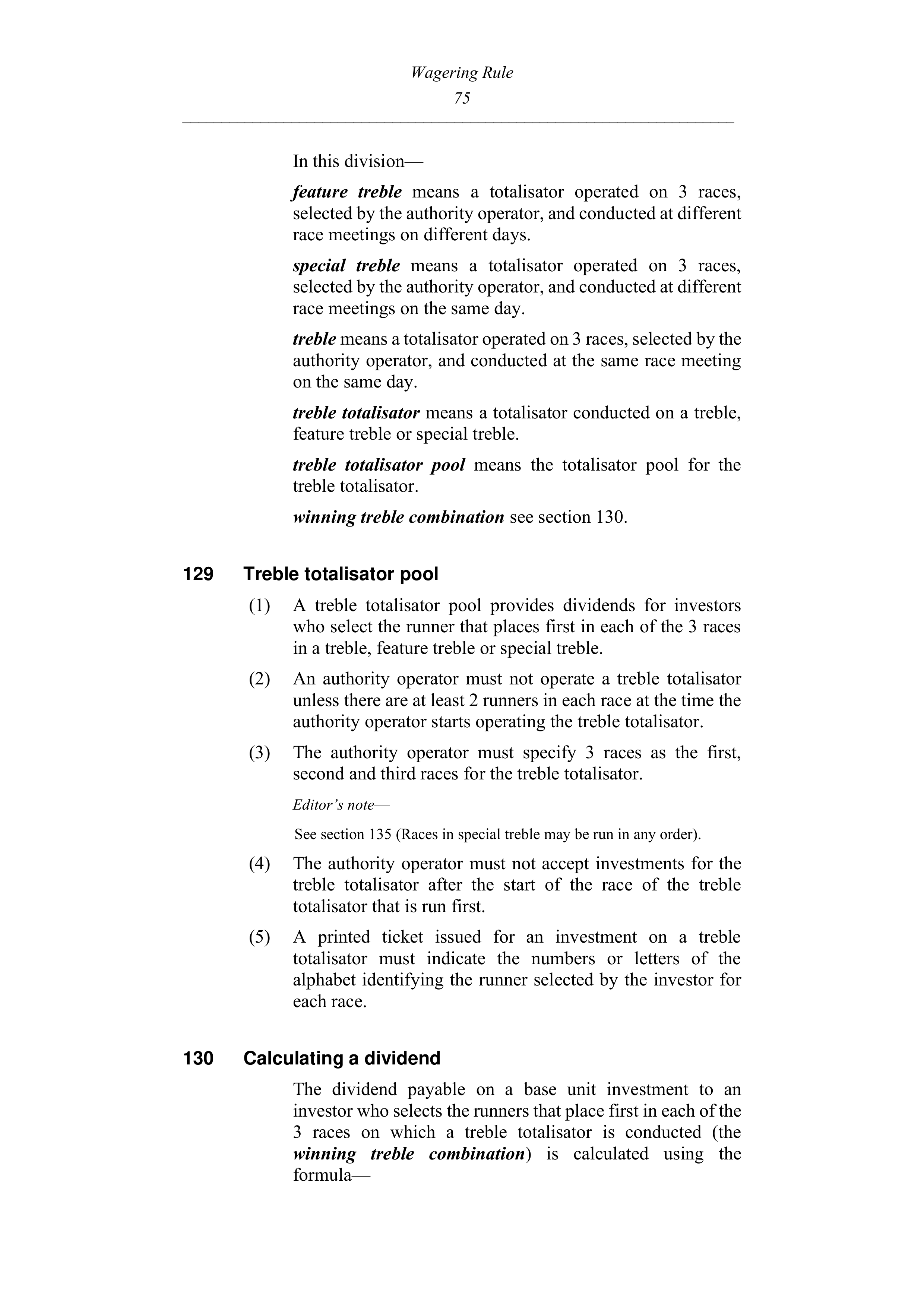 Queensland Wagering Rules (Racing) page 75