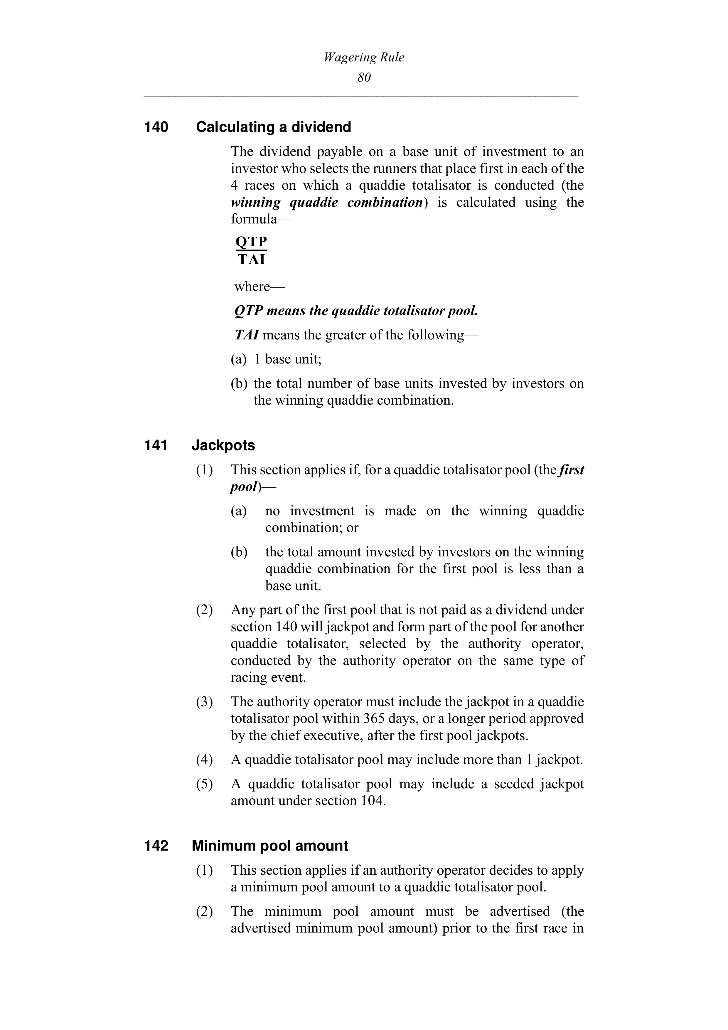 Queensland Wagering Rules (Racing) page 80