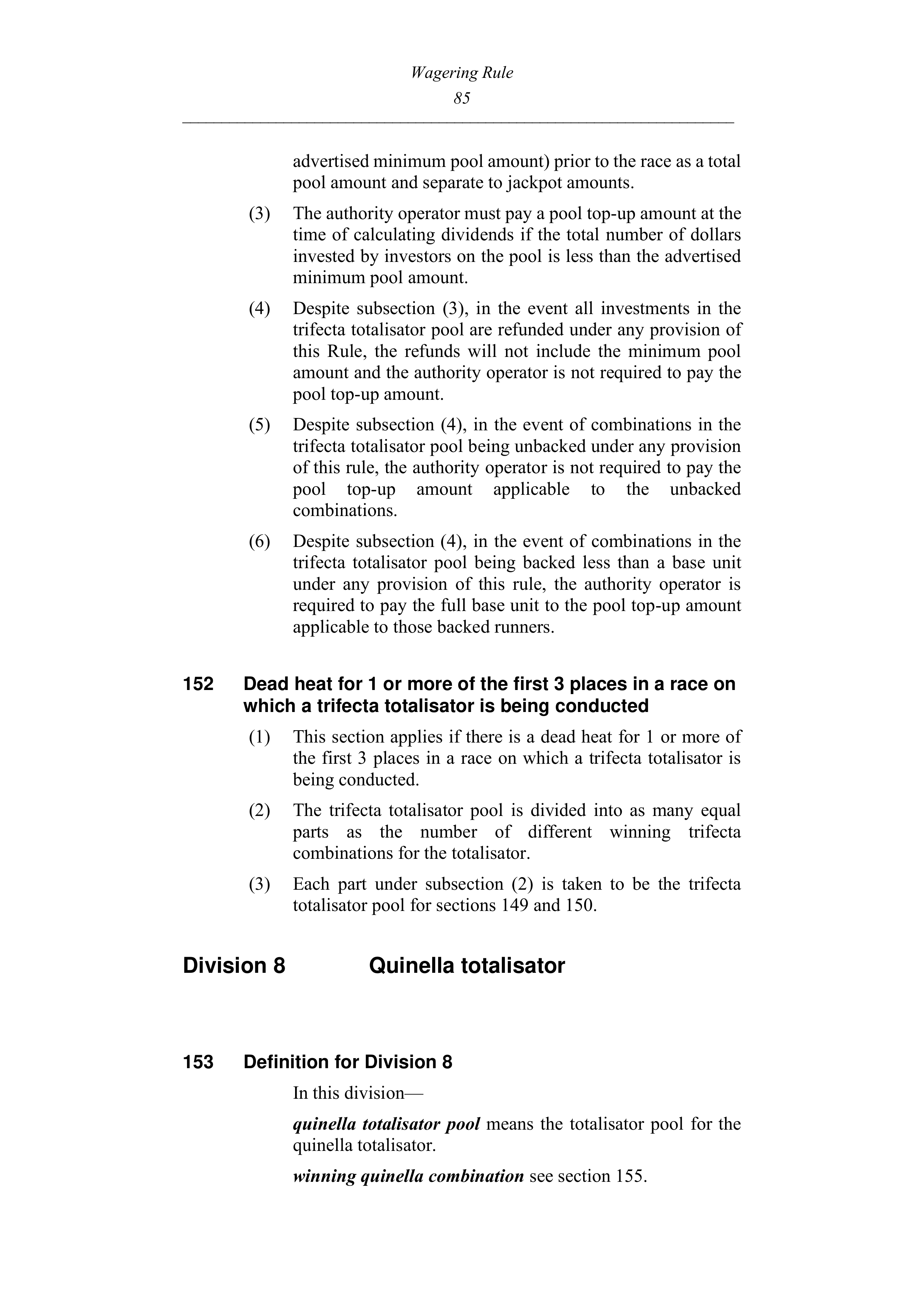 Queensland Wagering Rules (Racing) page 85