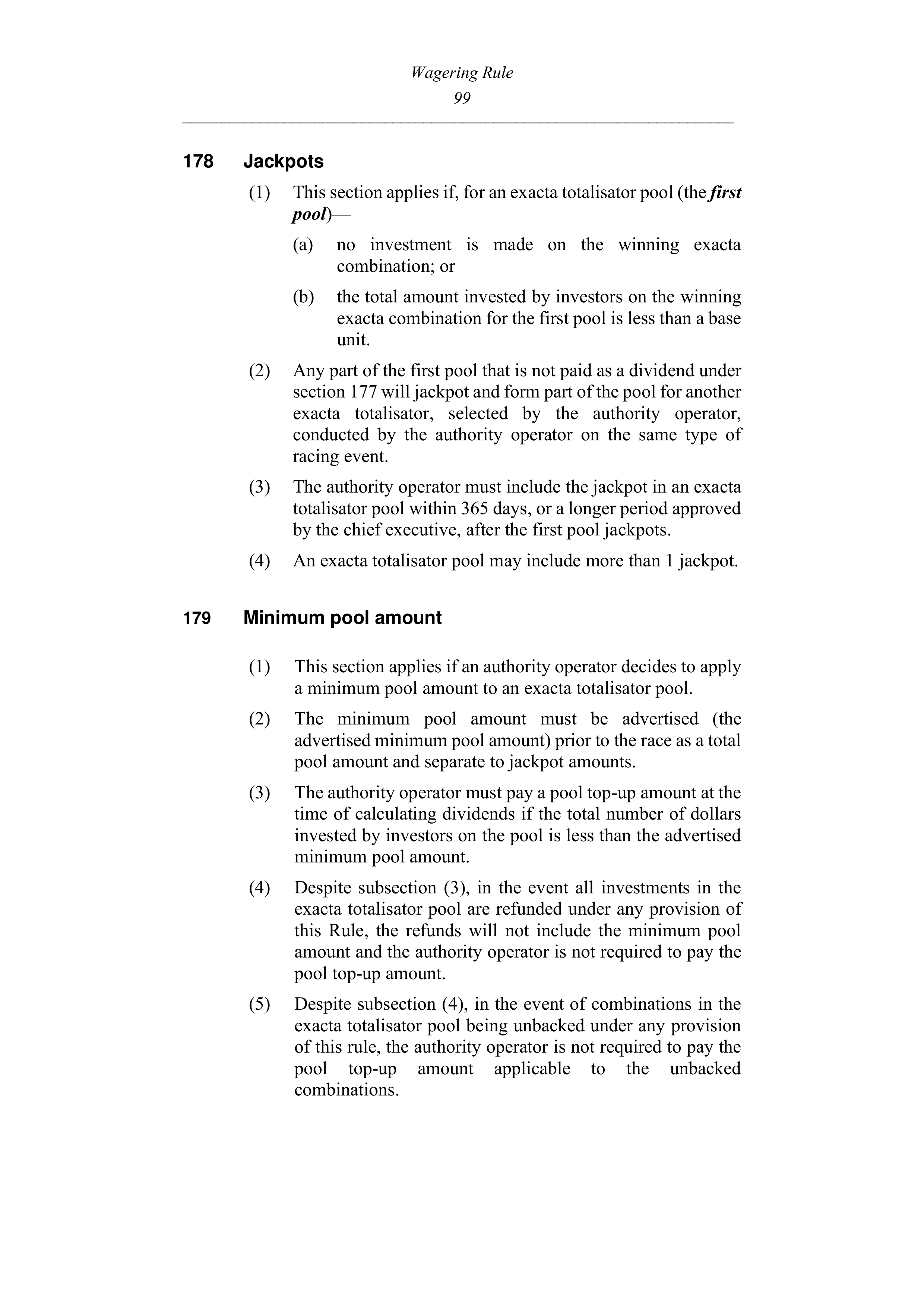 Queensland Wagering Rules (Racing) page 99