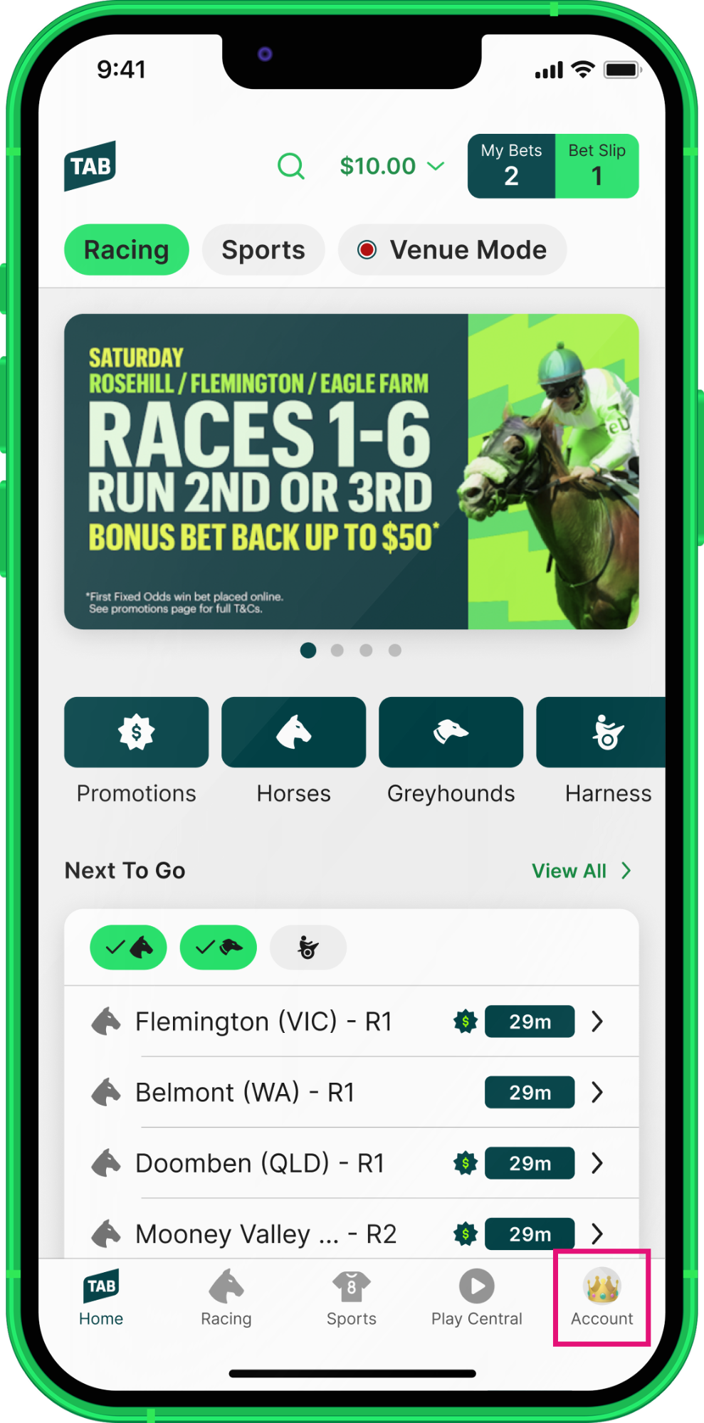 Image of TAB app homescreen.