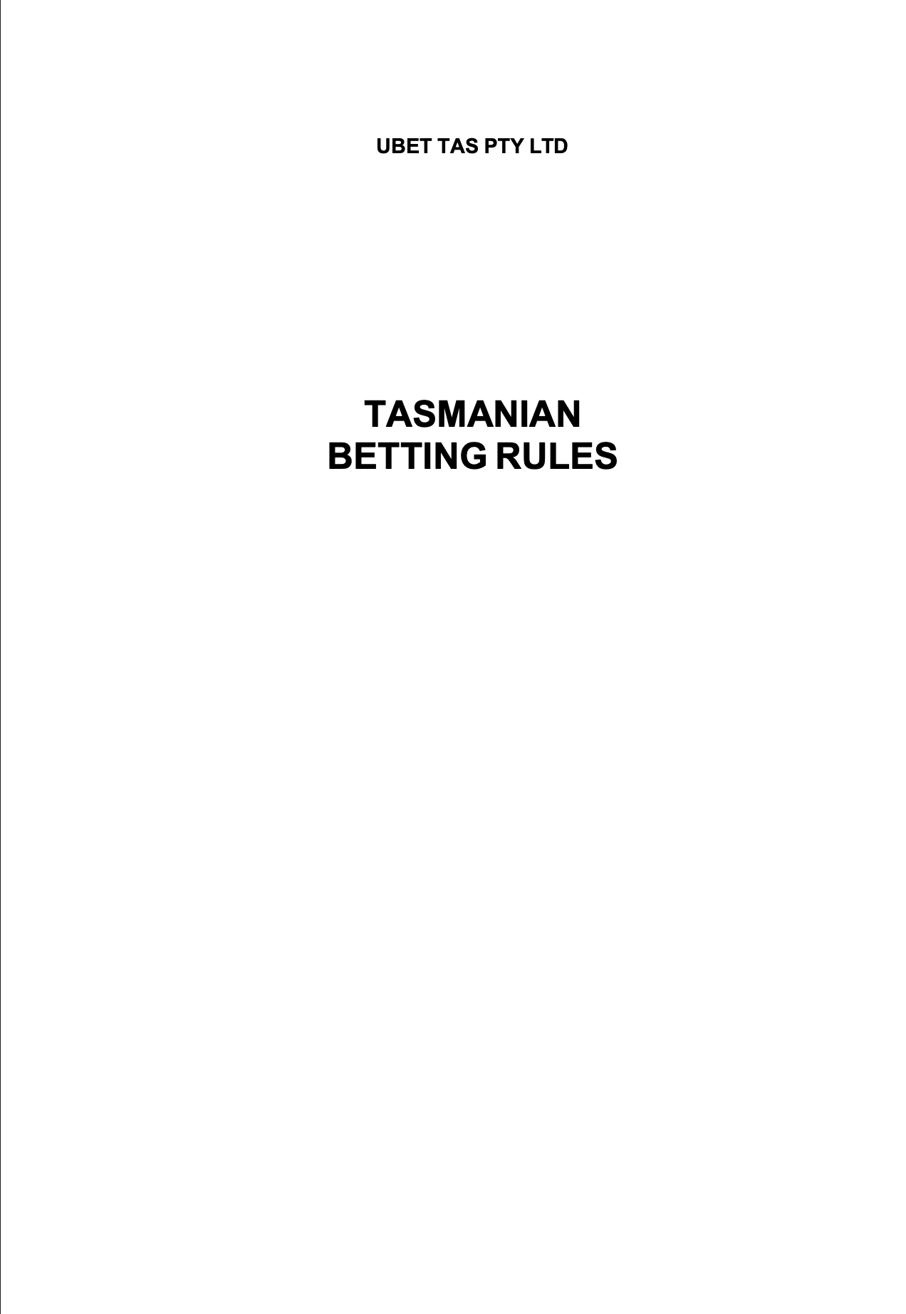 Tasmanian Betting Rules (Racing) page 1