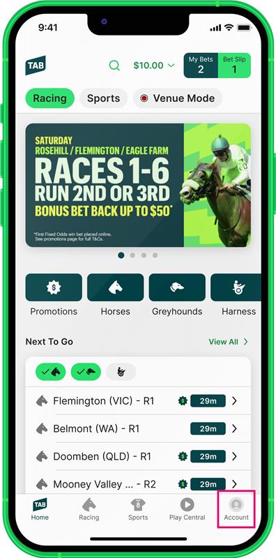 Image of TAB app homescreen.