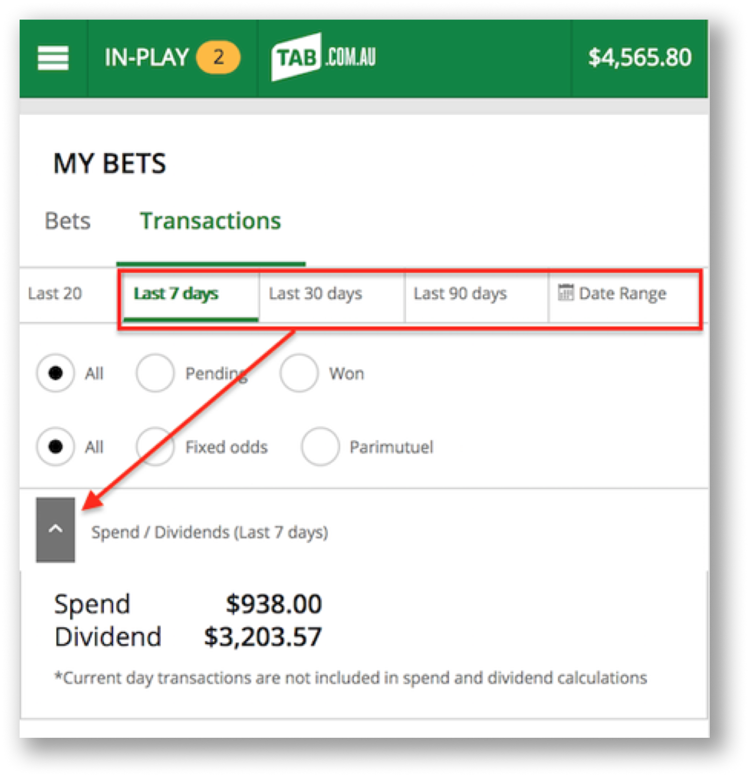 Tab wagering clearance